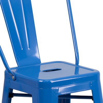 Flash Furniture Kai Contemporary Metal Slat Back Counter Stool, Blue (CH3132024GBBL)