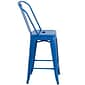 Flash Furniture Kai Contemporary Metal Slat Back Counter Stool, Blue (CH3132024GBBL)