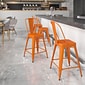 Flash Furniture Kai Contemporary Galvanized Steel Counter Stool, Orange (CH3132024GBOR)