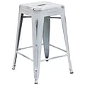 Flash Furniture Kai Industrial Metal Counter Stool without Back, Distressed White (ETBT350324WH)