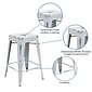 Flash Furniture Kai Industrial Metal Counter Stool without Back, Distressed White (ETBT350324WH)