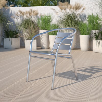 Flash Furniture Lila Aluminum Stacking Chair, Gray  (TLH1)