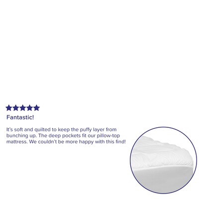 Flash Furniture Capri Comfortable Sleep Full Size Mattress Pad, 54" x 75" x 0.75"-22", White (RFREM09F)