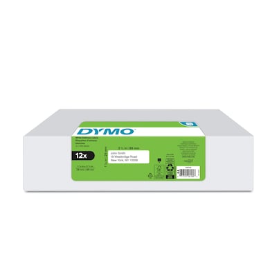 DYMO LabelWriter 2050768 Mailing Address Labels, 3-1/2 x 1-1/8, Black on White, 350 Labels/Roll, 1
