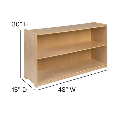Flash Furniture 30"H x 48"L Wooden 2 Section School Classroom Storage Cabinet, Natural (MKSTRG007)
