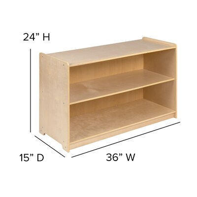 Flash Furniture 24"H x 36"L Wooden 2 Section School Classroom Storage Cabinet, Natural (MKSTRG003)