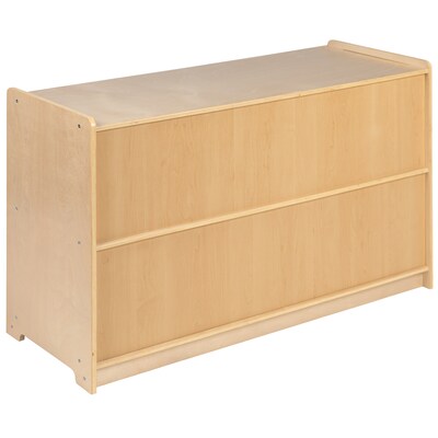 Flash Furniture 24"H x 36"L Wooden 2 Section School Classroom Storage Cabinet, Natural (MKSTRG003)