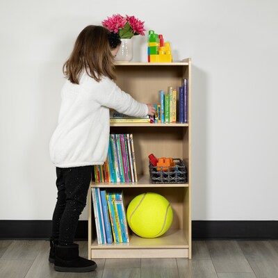 Flash Furniture 36"H Wooden 3 Section School Classroom Storage Cabinet, Natural (MKSTRG001)