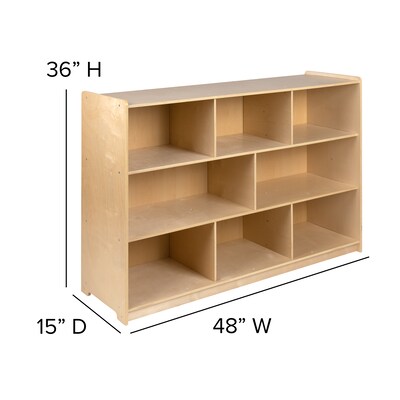 Flash Furniture 36"H Wooden 8 Section School Classroom Storage Cabinet, Natural (MKSTRG002)