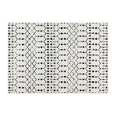 Flash Furniture Beth Collection Polyester 82 x 60 Rectangular Machine Made Rug, Ivory/Black (RCCR1