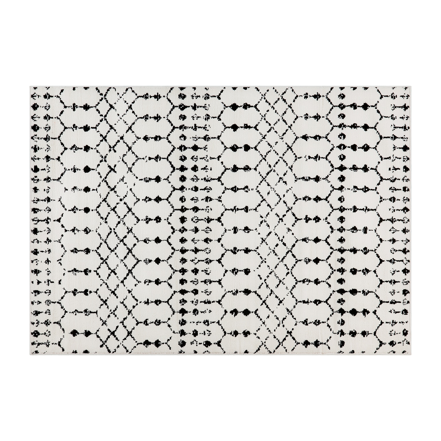 Flash Furniture Beth Collection Polyester 82 x 60 Rectangular Machine Made Rug, Ivory/Black (RCCR19133057WH)