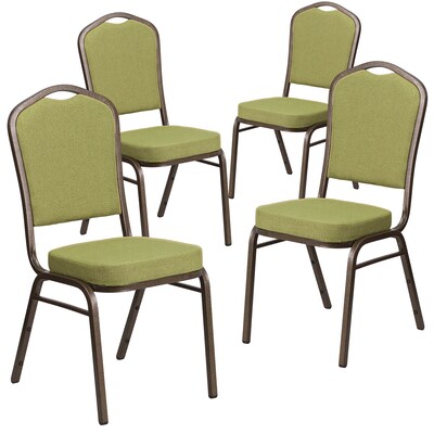 Flash Furniture HERCULES Series Fabric Stacking Banquet Chair, Moss/Gold Vein Frame, 4 Pack (4FDC01GV8)