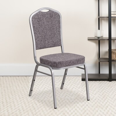 Flash Furniture HERCULES Series Fabric Banquet Stacking Chair, Herringbone/Silver Frame, 4 Pack (4FDC01S12)