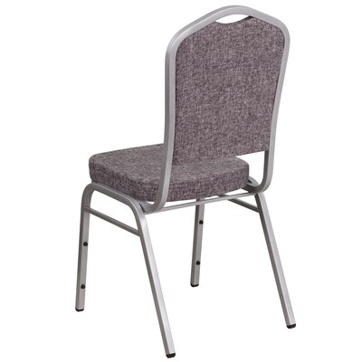 Flash Furniture HERCULES Series Fabric Banquet Stacking Chair, Herringbone/Silver Frame, 4 Pack (4FDC01S12)