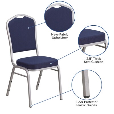 Flash Furniture HERCULES Series Fabric Stacking Banquet Chair, Navy/Silver Frame (FDC01S2)