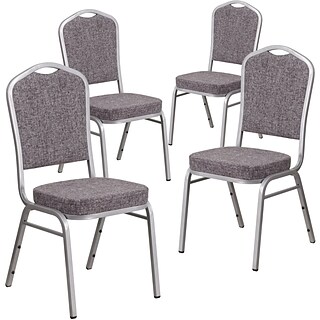 Flash Furniture HERCULES Series Crown Back Stacking Banquet Chair in Gray  Fabric - Silver Vein Frame