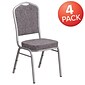 Flash Furniture HERCULES Series Fabric Banquet Stacking Chair, Herringbone/Silver Frame, 4 Pack (4FDC01S12)