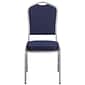Flash Furniture HERCULES Series Crown Back Stacking Banquet Chair with Navy Fabric and 2.5'' Thick Seat, Silver Frame