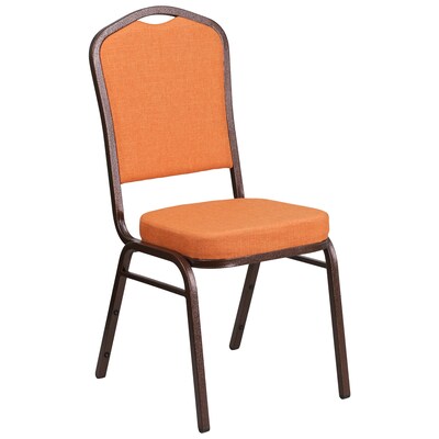 Flash Furniture HERCULES Series Crown Back Stacking Banquet Chair with Orange Fabric and 2.5 Thick Seat, Copper Vein Frame