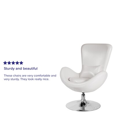 White Leather Egg Series Reception-Lounge-Side Chair (CH-162430-WH-LEA-GG)