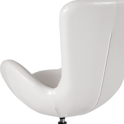 White Leather Egg Series Reception-Lounge-Side Chair (CH-162430-WH-LEA-GG)