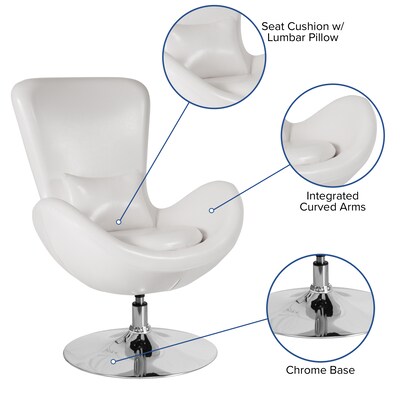 White Leather Egg Series Reception-Lounge-Side Chair (CH-162430-WH-LEA-GG)