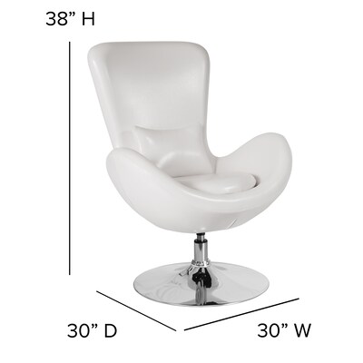 White Leather Egg Series Reception-Lounge-Side Chair (CH-162430-WH-LEA-GG)