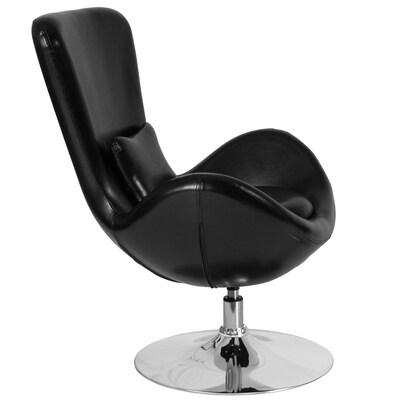 Black Leather Egg Series Reception-Lounge-Side Chair [CH-162430-BK-LEA-GG]