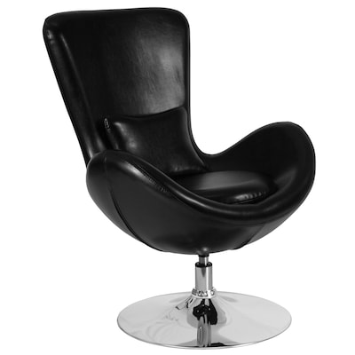 Black Leather Egg Series Reception-Lounge-Side Chair [CH-162430-BK-LEA-GG]