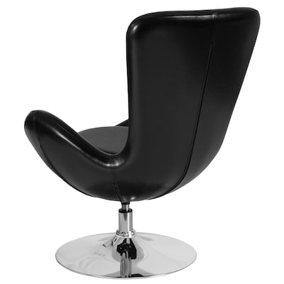 Black Leather Egg Series Reception-Lounge-Side Chair [CH-162430-BK-LEA-GG]