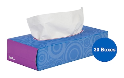 Quill Brand® Flat Box Facial Tissue, 2-Ply, White, 100 Sheets/Box, 30 Boxes/Carton (7TF830CT)