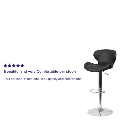 Flash Furniture Contemporary Vinyl Adjustable Height Barstool with Back, Black (CH321BK)