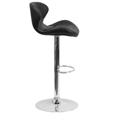 Flash Furniture Contemporary Vinyl Adjustable Height Barstool with Back, Black (CH321BK)