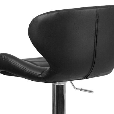 Flash Furniture Contemporary Vinyl Adjustable Height Barstool with Back, Black (CH321BK)