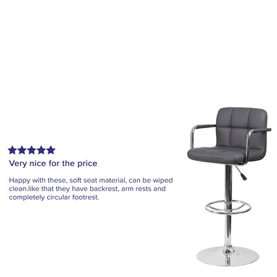 Flash Furniture Contemporary Vinyl Adjustable Height Barstool with Back, Gray (CH102029GY)