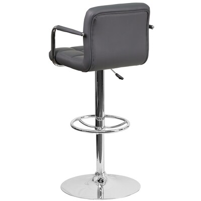 Flash Furniture Contemporary Vinyl Adjustable Height Barstool with Back, Gray (CH102029GY)