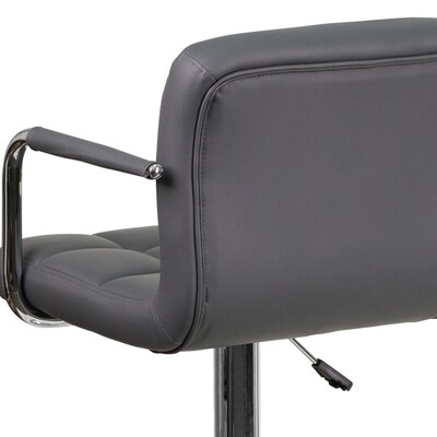 Flash Furniture Contemporary Vinyl Adjustable Height Barstool with Back, Gray (CH102029GY)