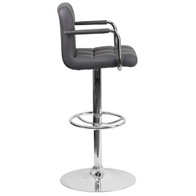 Flash Furniture Contemporary Vinyl Adjustable Height Barstool with Back, Gray (CH102029GY)