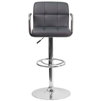 Flash Furniture Contemporary Vinyl Adjustable Height Barstool with Back, Gray (CH102029GY)