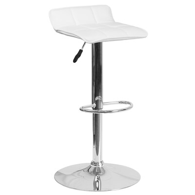 Flash Furniture Contemporary Vinyl Low Back Bar Stool, Adjustable Height, White (DS801BWH)
