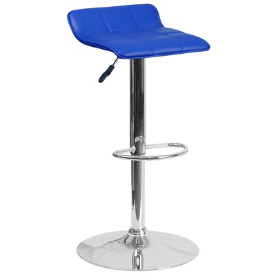 Contemporary Blue Vinyl Adjustable Height Barstool with Chrome Base (DS-801B-BL-GG)