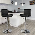 Flash Furniture Contemporary Vinyl Adjustable Height Barstool with Back, Black (DS8110BBK)