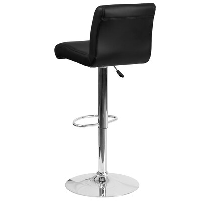 Flash Furniture Contemporary Vinyl Adjustable Height Barstool with Back, Black (DS8110BBK)