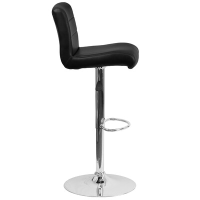 Flash Furniture Contemporary Vinyl Adjustable Height Barstool with Back, Black (DS8110BBK)