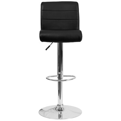 Flash Furniture Contemporary Vinyl Adjustable Height Barstool with Back, Black (DS8110BBK)