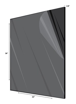 Adiroffice Acrylic Black Water Resistant & Weatherproof Plexiglass Sheet 24’’ X 36" 1/8'' Thick (2436-1-B)