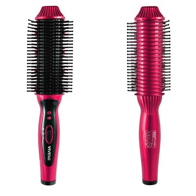 Vivitar Ceramic Straightening/Curling Hair Brush, Pink (PG-7250-PNK)