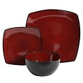 Gibson Soho Lounge 12-Piece Soft Square Dinnerware Set in Red (116851.12)