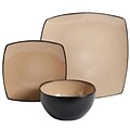 Gibson Soho Lounge 12-Piece Soft Square Dinnerware Set in Taupe (116853.12)