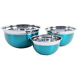 Oster Rosamond 3 Pack Round Mixing Bowl, Metallic Turquoise (109499.03)